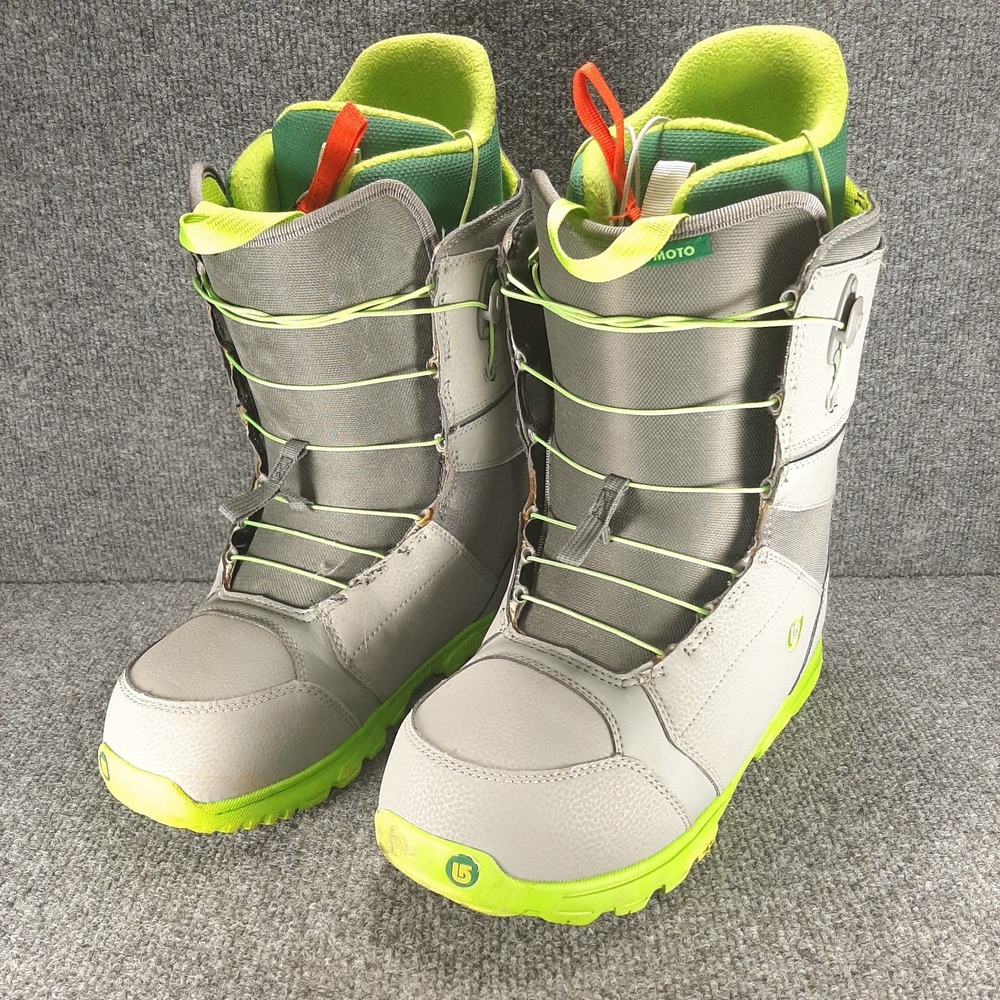 BURTON MOTO Speed Zone Lace Snowboard Boots Mens Size 10.5 Gray Green Imprint 1